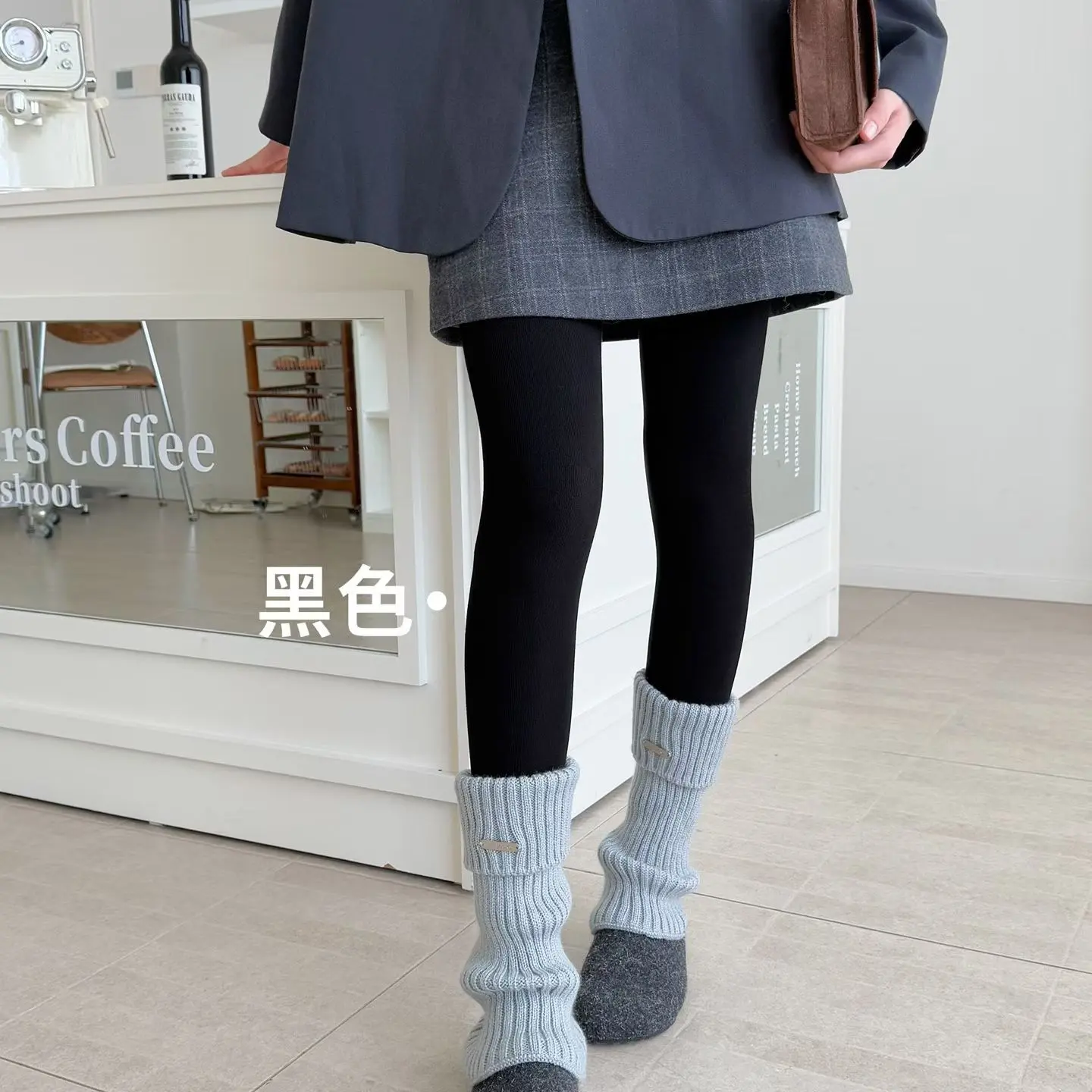 黑绷带牙签裤秋冬季新款女士百搭加厚打底裤