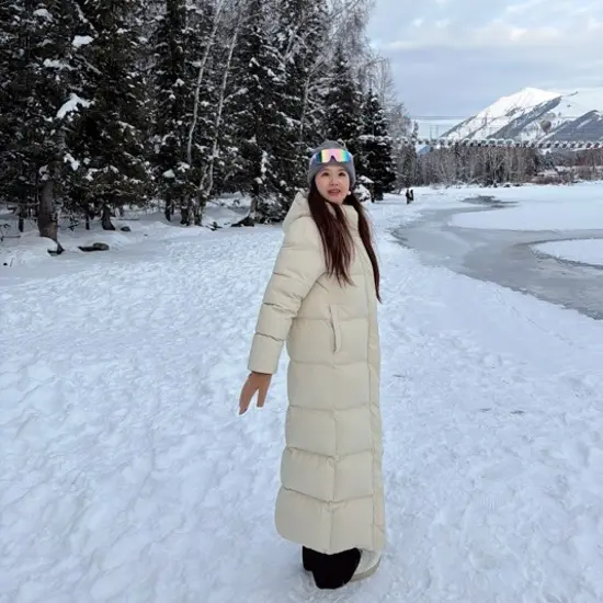 新款极寒男女同款超长款白鸭绒加厚冬季