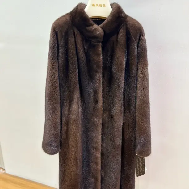 立领中长全抽刀天鹅绒女士草外套时尚百搭秋冬款