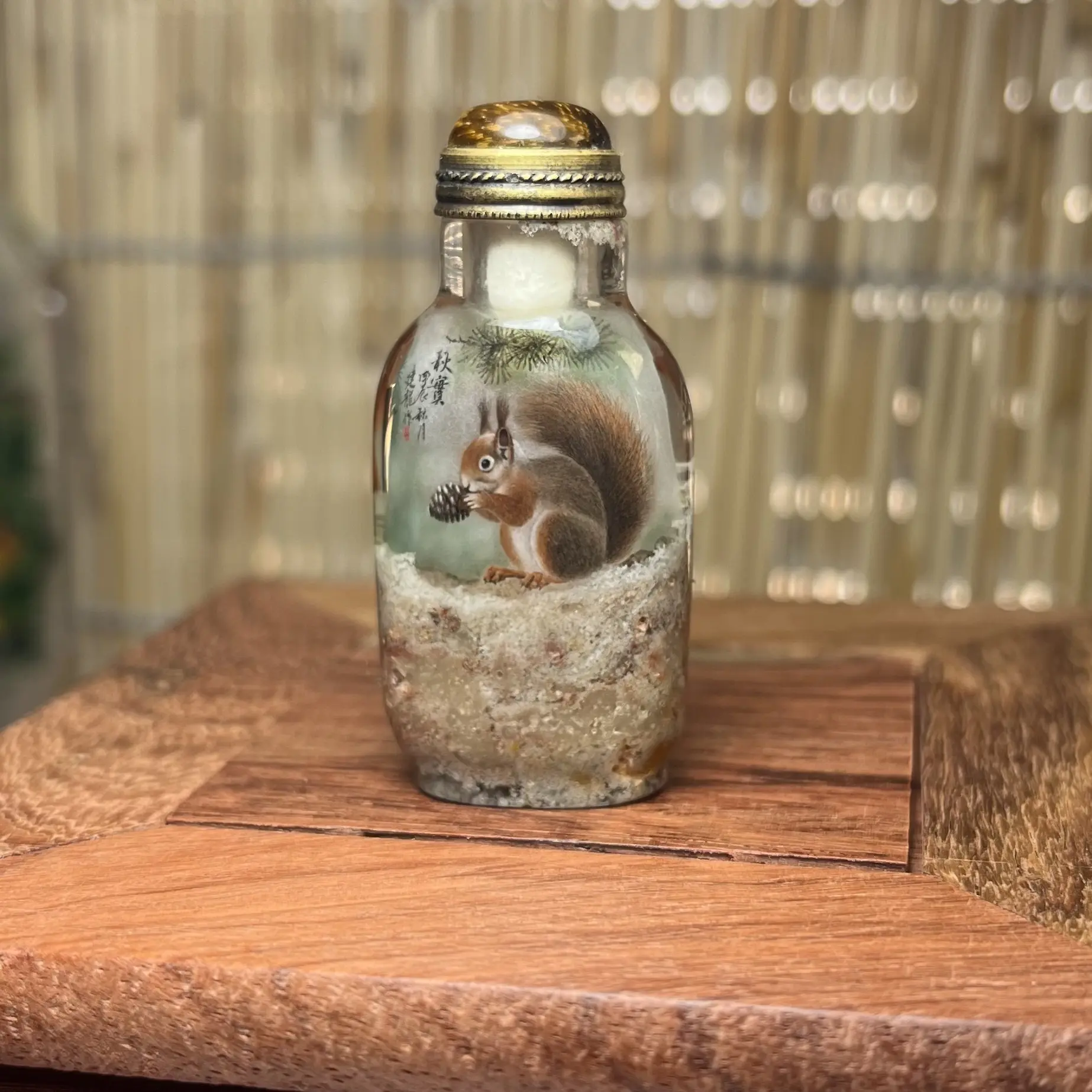 【秋实】天然水晶包裹体非遗纯手绘内画工艺品礼品收藏把玩