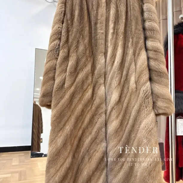 紫标重磅帕斯条全机开桑蚕丝抽刀貂貂大衣衣长107胸围112