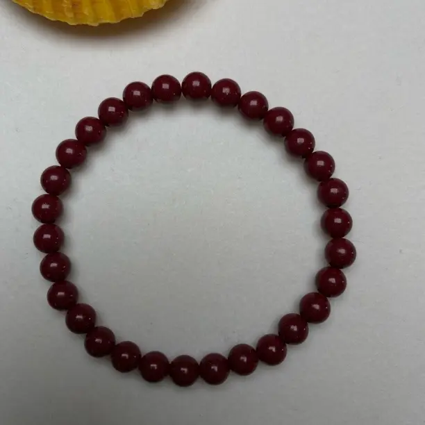 天然辰砂高纯度朱砂6mm光珠手链圆圆满满女生手链