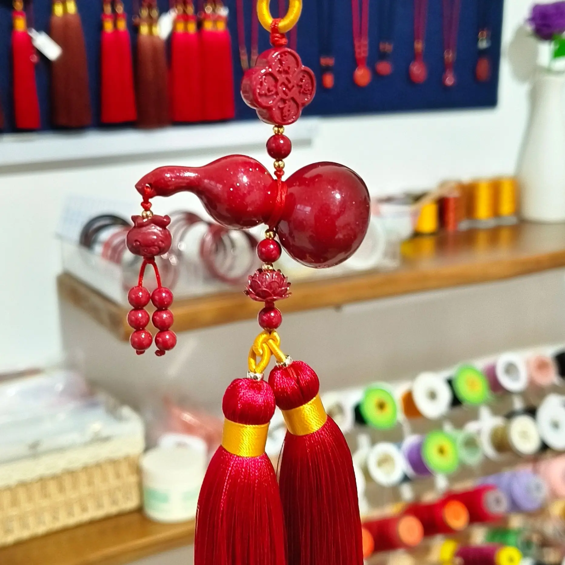 中国结朱砂葫芦车挂