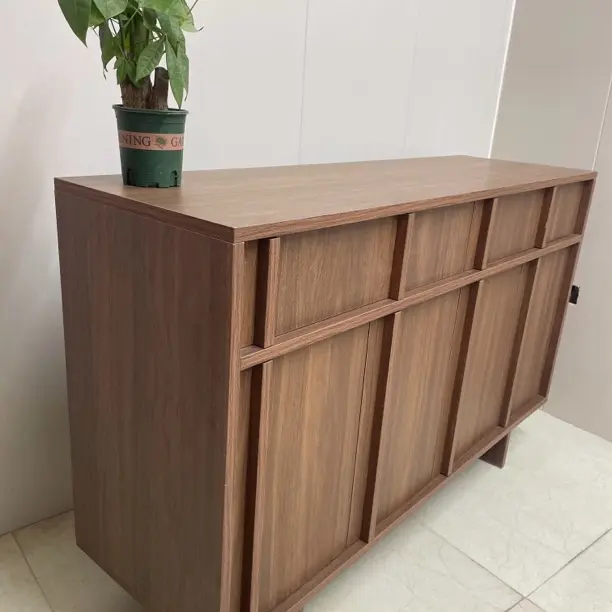 新中式北美黑胡桃餐边柜靠墙一体厨房橱柜实木柜客餐厅收纳储物柜