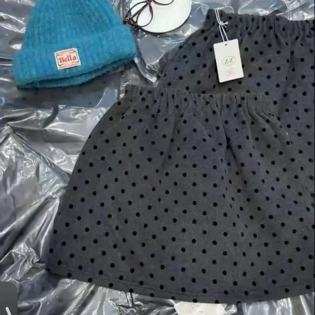 5535#韩系波点半身短裙(裙长40左右)