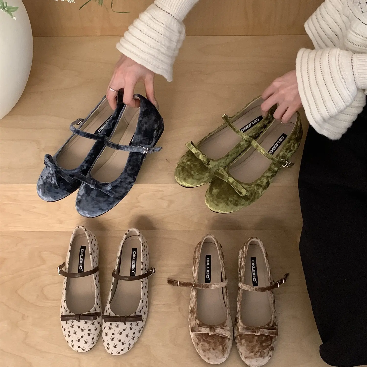 圆圆家 K1081 2026春季新款法式温柔圆头蝴蝶结内增高浅口玛丽珍