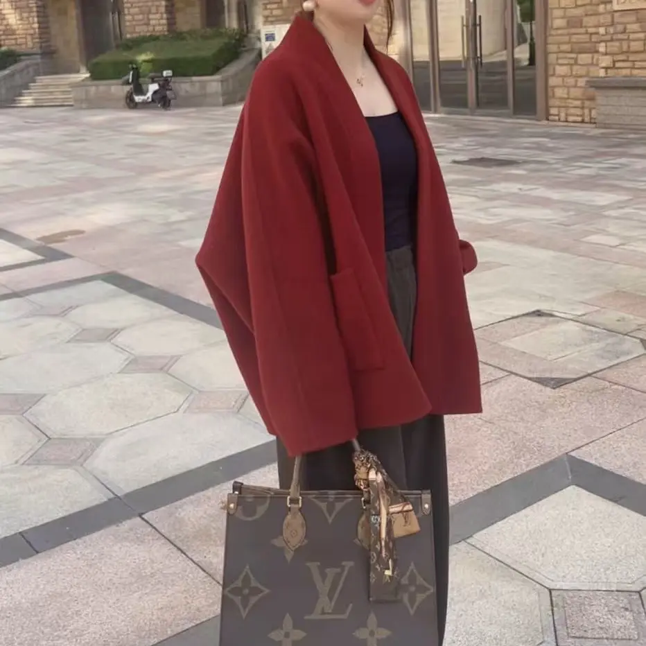 气质轻奢时尚百搭宽松秋冬女士羊毛大衣