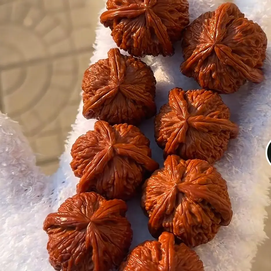 文玩核桃狮子头麒麟纹官帽白狮子把玩盘玩