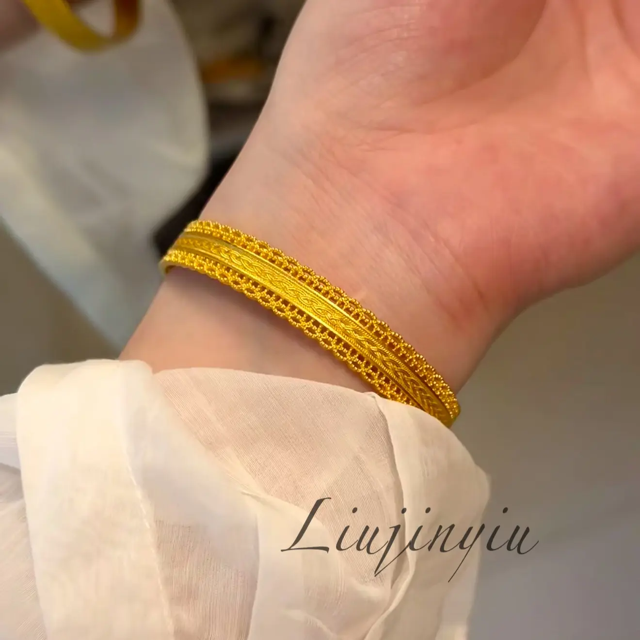 足银手镯 足银镀金 【腰缠万贯】花丝国潮新中式复古时尚百搭卡9.5