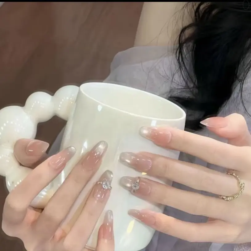 真播链接可拆卸纯欲风腮红显白猫眼穿戴甲气质美甲下单补邮不包邮