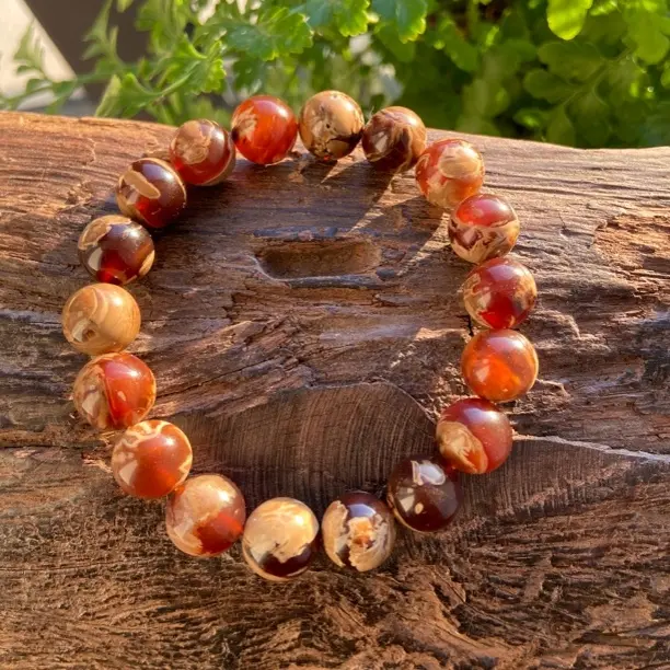 天然缅甸琥珀紫罗兰溶洞妖花圆珠单圈手串