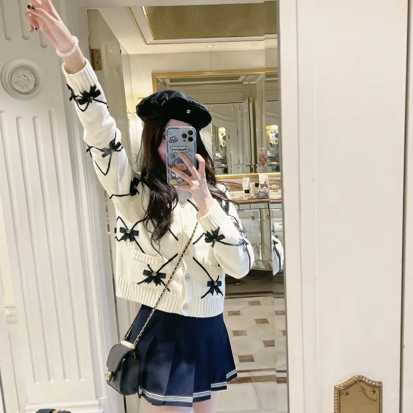 未使用 GUCCI/古驰 蝴蝶结针织开衫毛衣/尺码XS/B05047