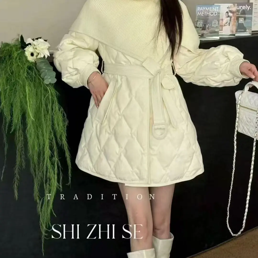 冬季新款洋气围巾披肩收腰加厚白鸭绒保暖百搭821