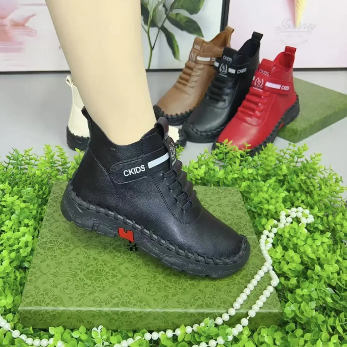 春秋款单鞋 软皮软底手工鞋牛筋底妈妈鞋女靴