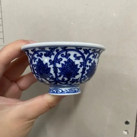 瓷微瑕福利手绘现代高温瓷满绘缠枝莲小压手