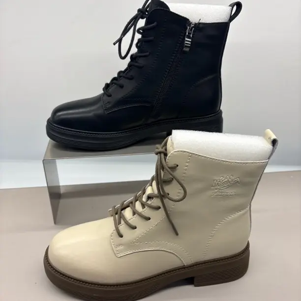 8006秋冬厚底马丁靴女英伦风百搭增高显瘦软皮侧拉链时尚短靴