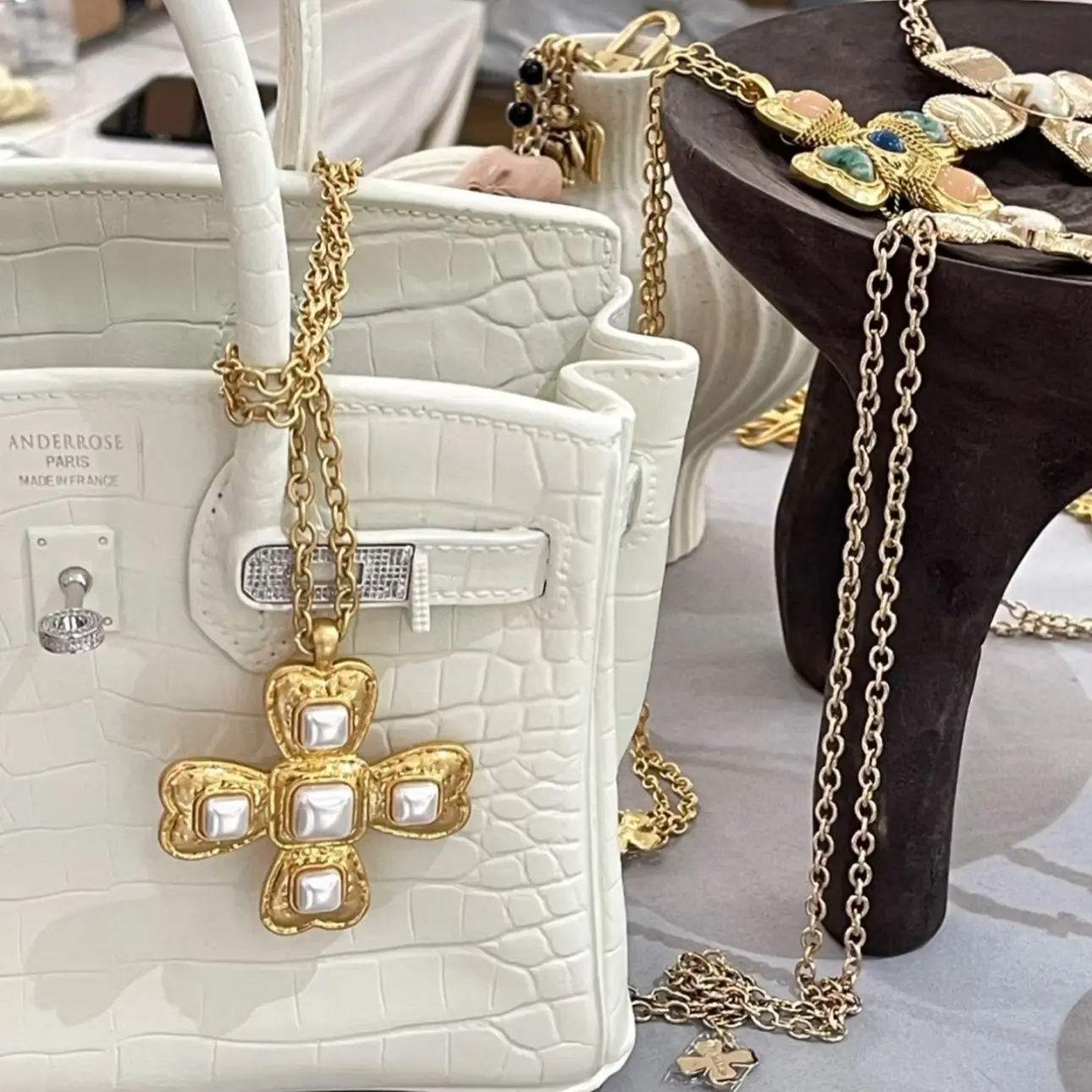 合金项链 tokokkino*四面蝴蝶结项链