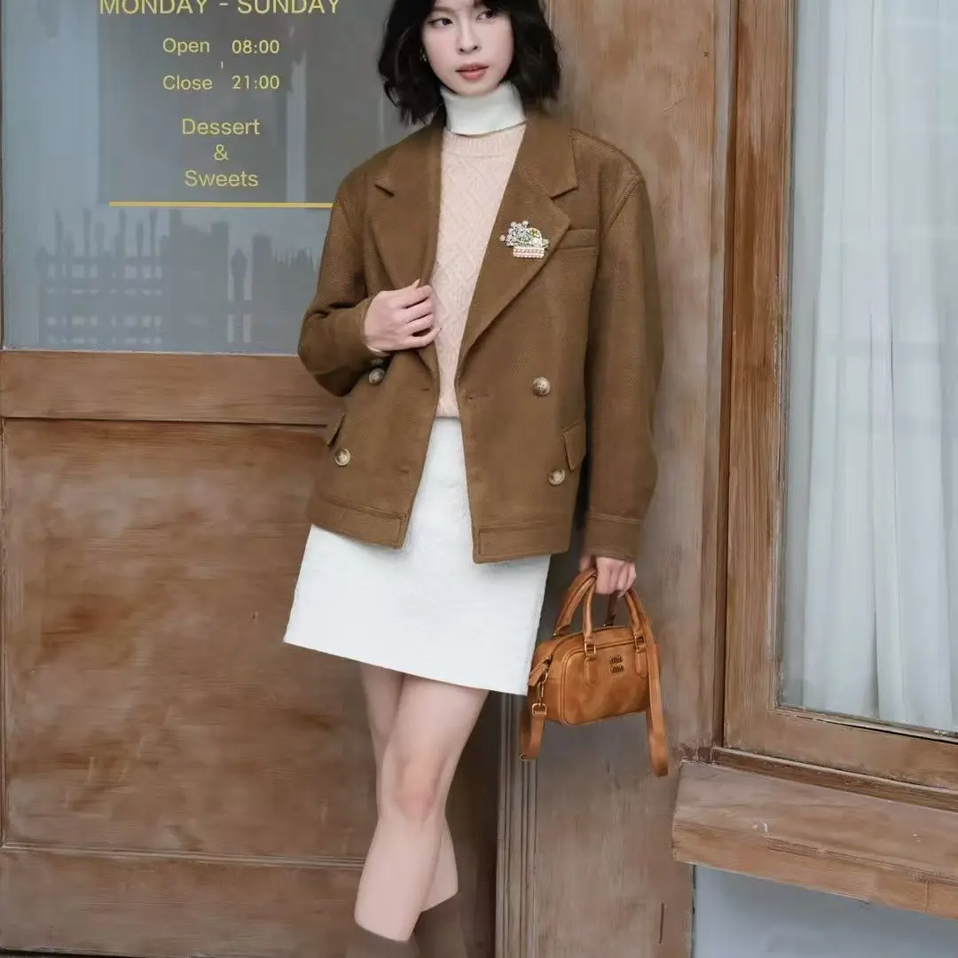 法式复古通勤气质加棉保暖百搭西装秋冬时尚显瘦外套