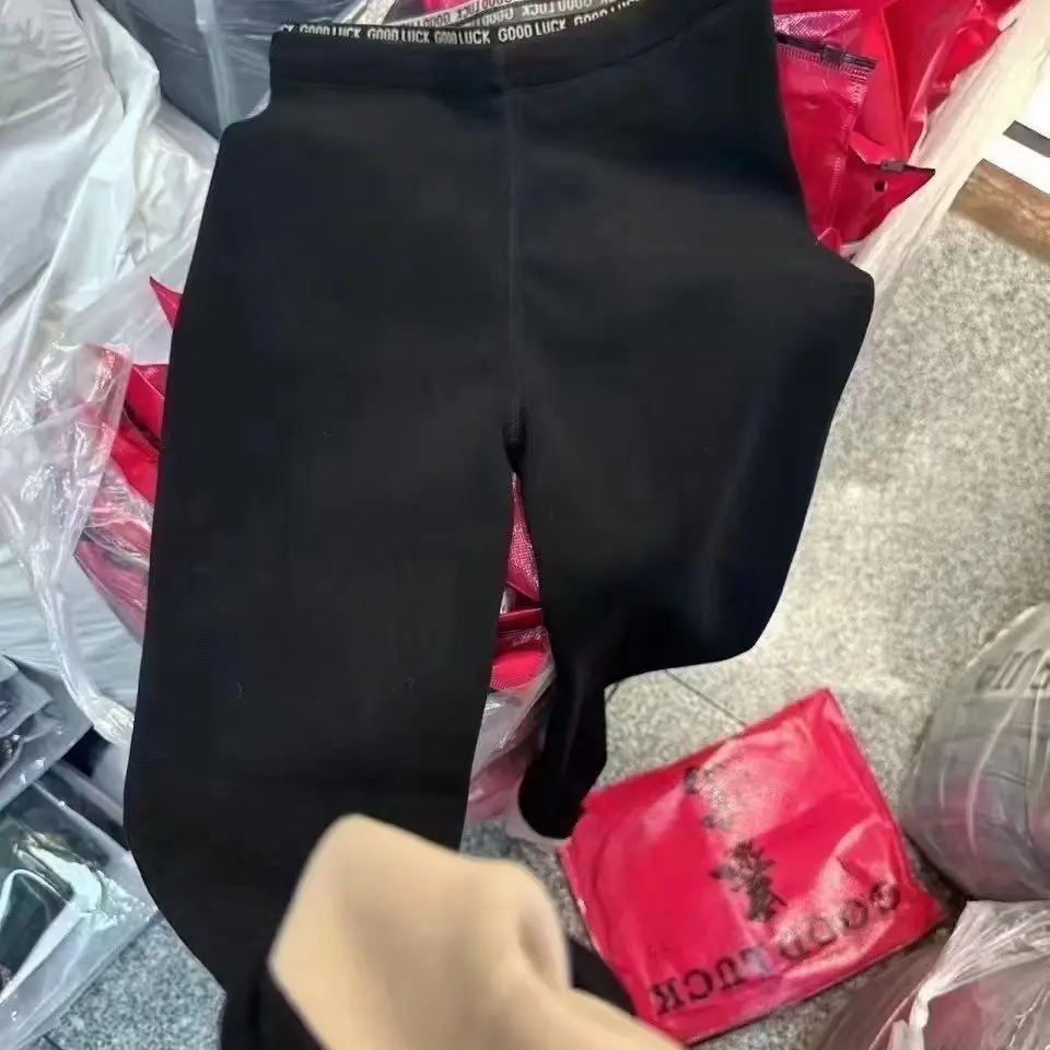 高腰显瘦字母腰云朵裤加绒加厚保暖无缝打底裤冬款爆款