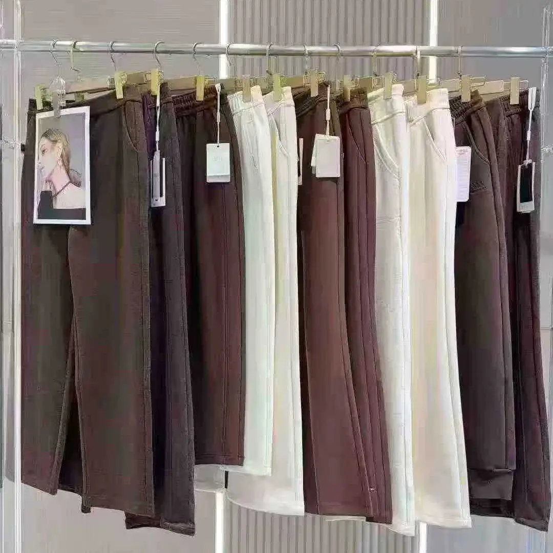 秋季时尚休闲宽松抽绳松紧腰直筒裤