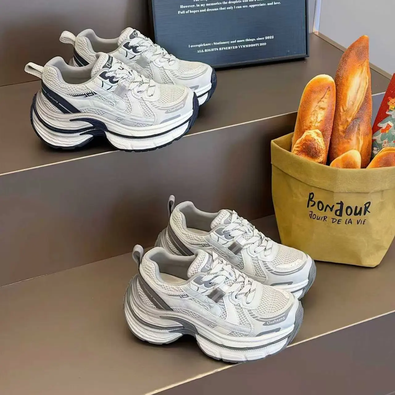 双层底2025厚底增高透气百搭休闲女款老爹鞋春季新款