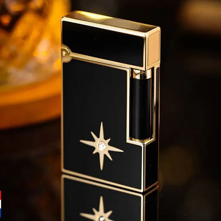 直播朗声侧滑砂轮充气打火机高端全铜送男士礼品
