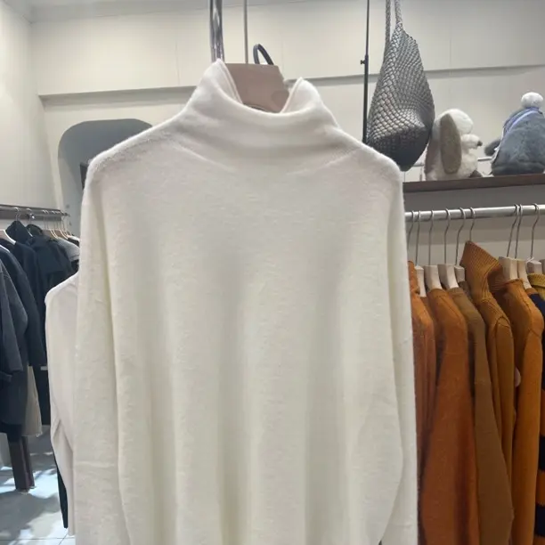 绵羊毛混纺拉绒高领长袖针织毛衣秋款