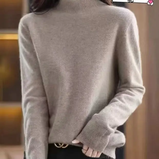 重磅加厚一线成衣纯半高领百搭套头针织打底衫显瘦保暖