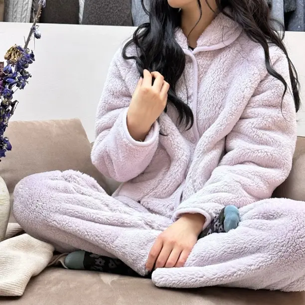 睡衣冬季加厚保暖珊瑚绒家居服套装舒适可爱可外穿