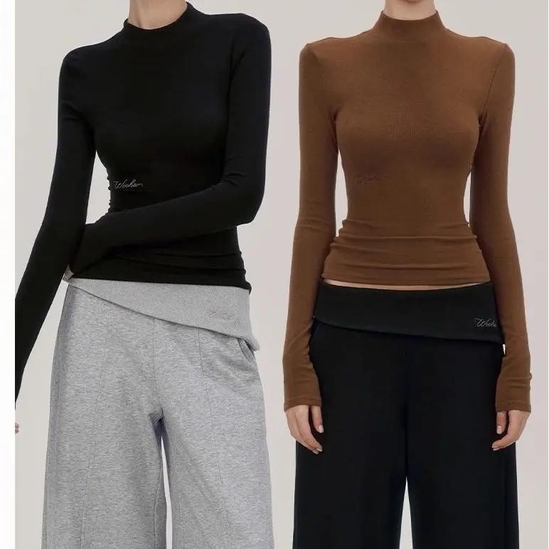 (直播间扣号备注下单）辣妹半高领修身显瘦长袖T恤秋冬内搭