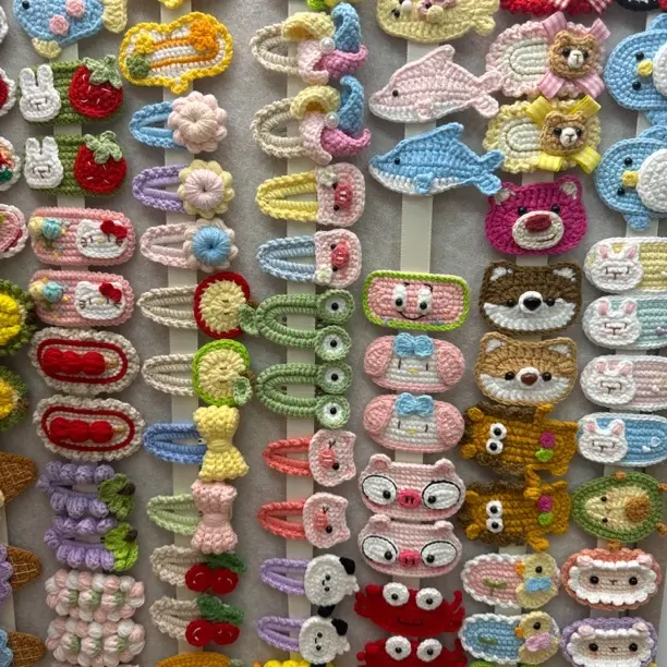 此为专拍链接发夹女孩手工毛线钩织秋冬韩版女童碎发夹头饰侧边夹