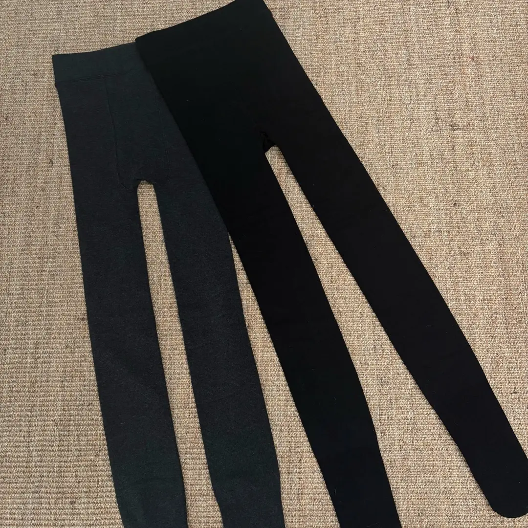 纯色竖条纹连脚裤袜高克重冬季打底连裤袜