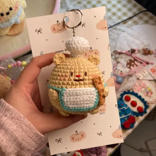 厨师小熊：毛线手工编织diy钩针钩织手作送礼物
