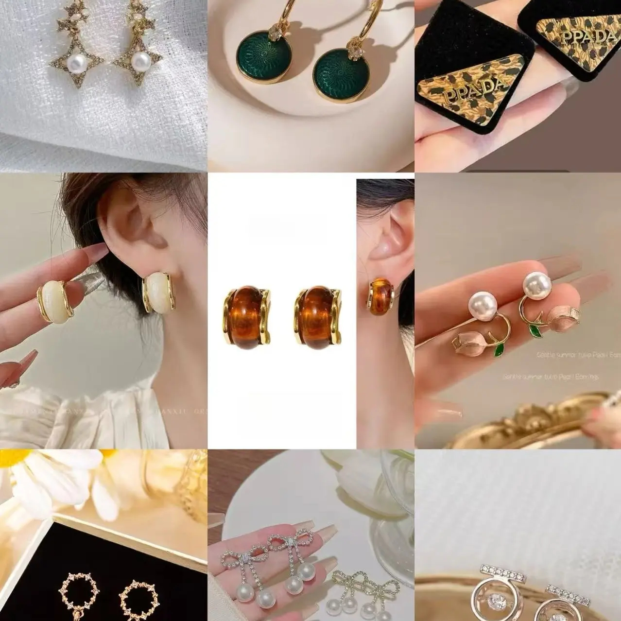 铜合金锆石耳饰 合金耳环女复古港风美拉德轻奢简约气质耳饰