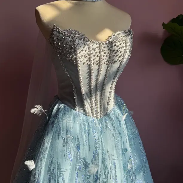 【TFT】蓬蓬裙V领晚礼服重工短裙礼服气质晚礼成人礼生日轻奢