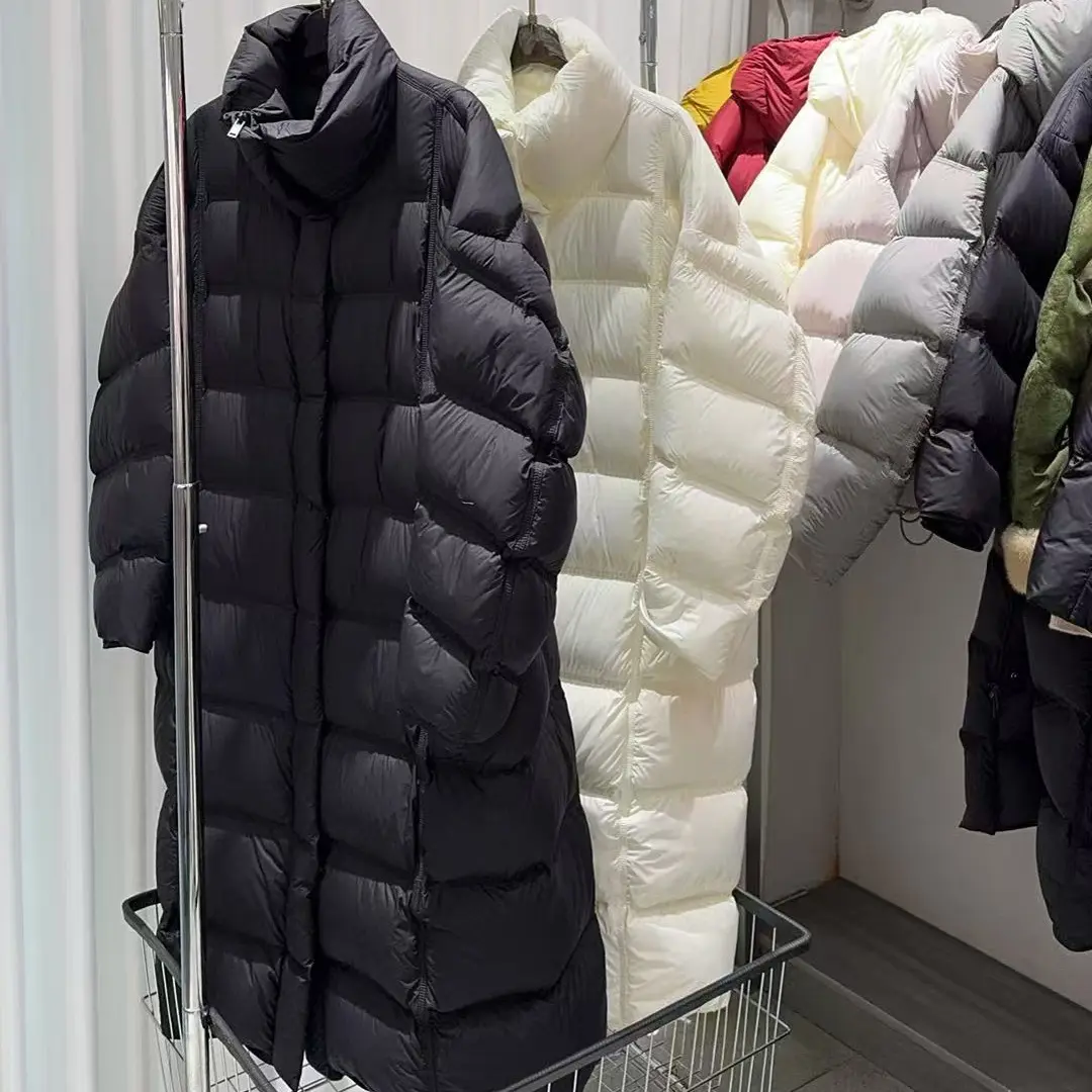 冬季新款女长款廓形白鹅绒保暖极简风加厚无帽高克重外套