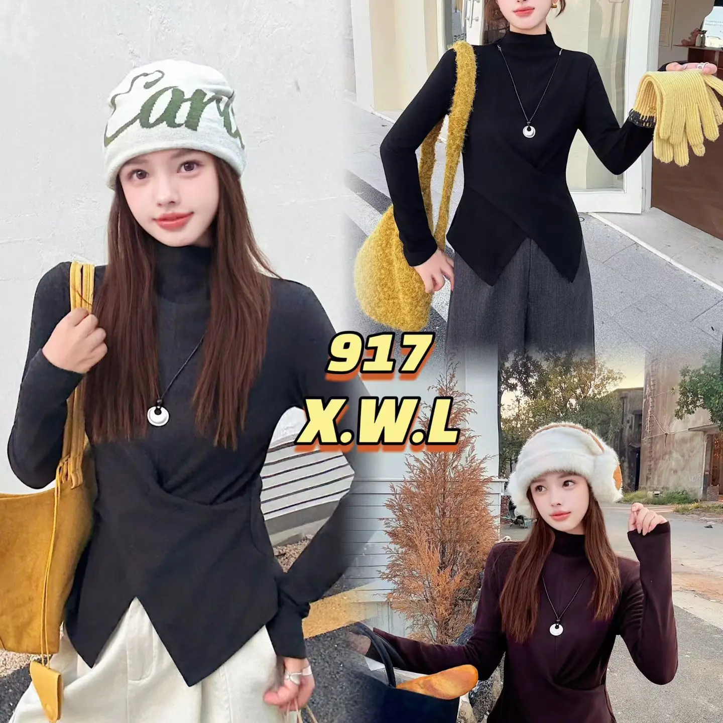 灰色修身丝德长袖下摆开叉上衣女时尚百搭