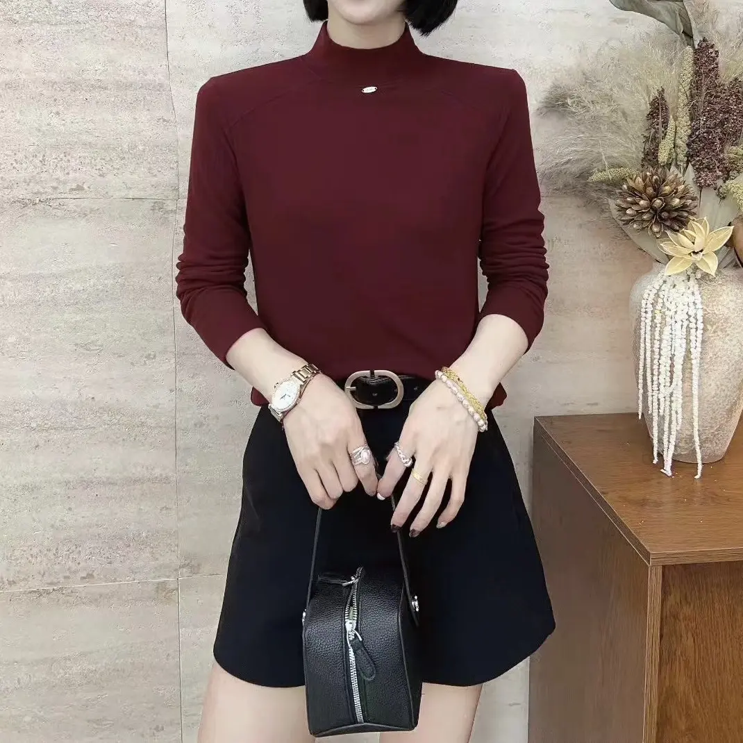 双面德绒中领柔软舒适软糯打底衫女2025冬季爆款
