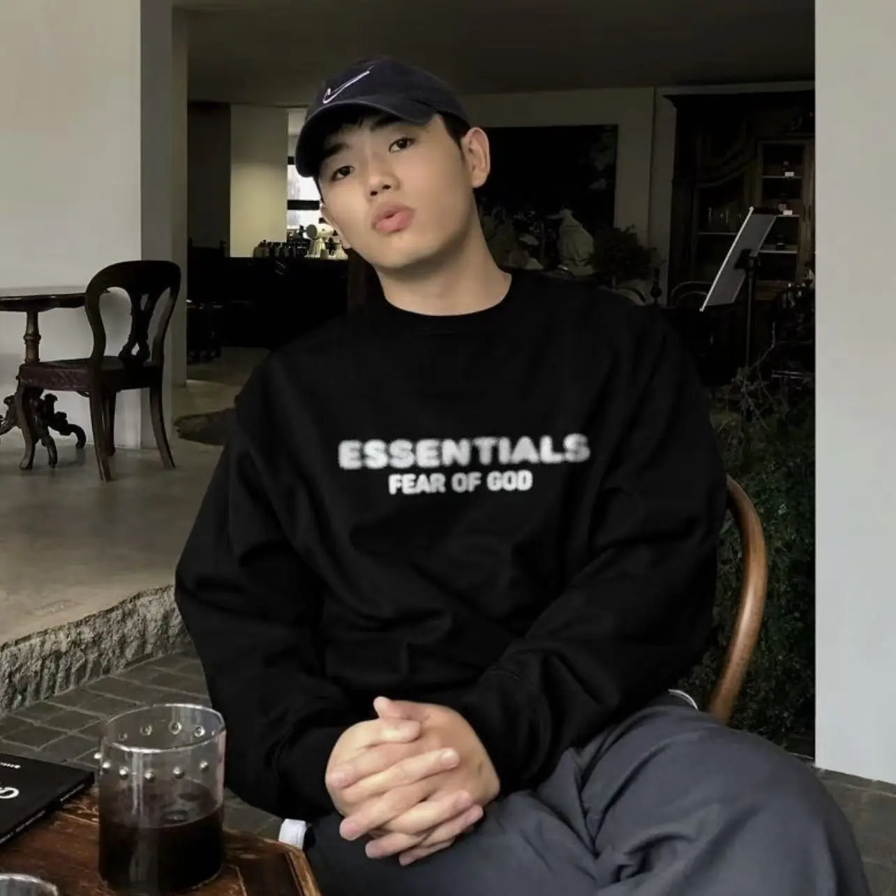 Essentials 网点模糊潮流圆领卫衣