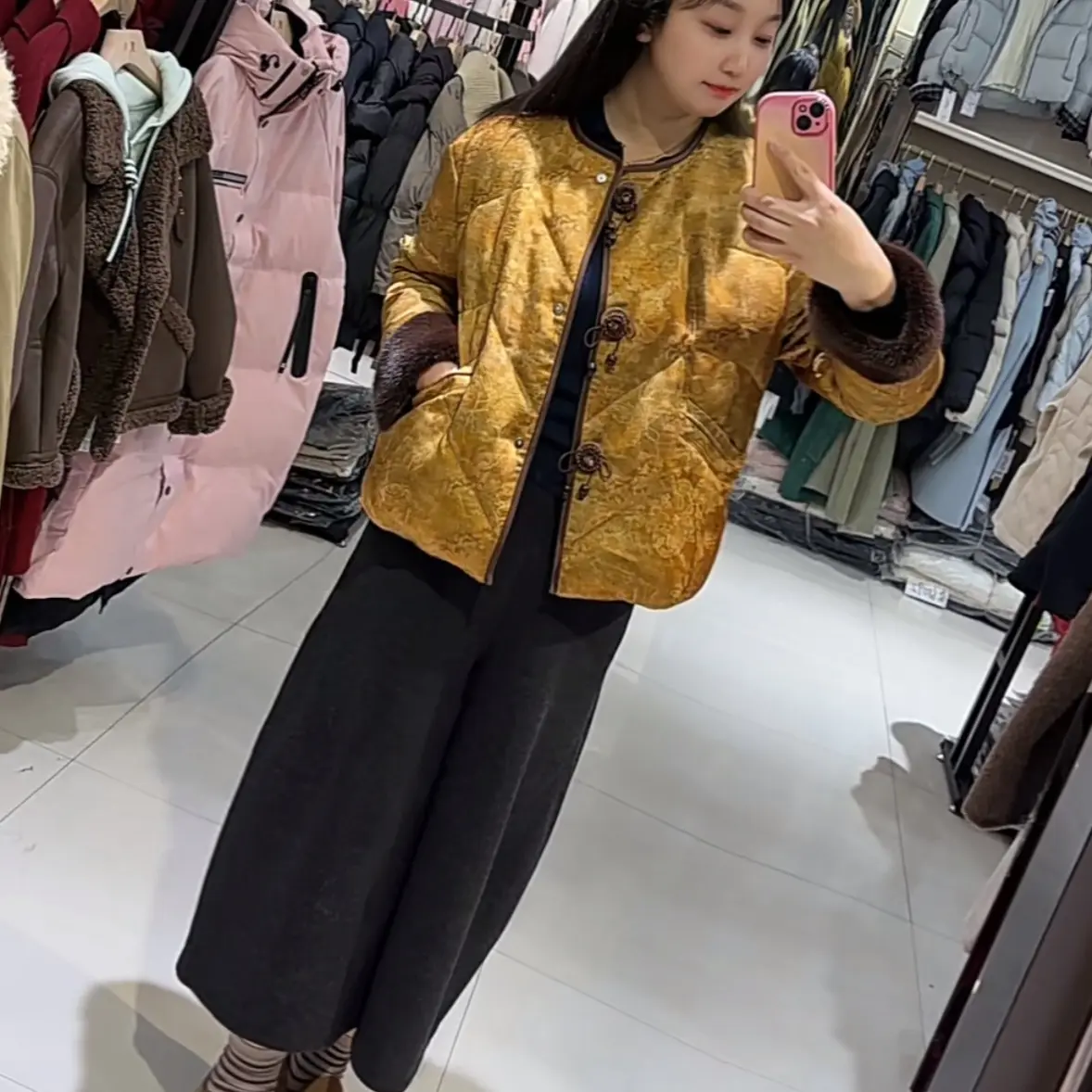 我鸟     女士秋冬季新中式复古国风气质时尚洋气百搭保暖棉服