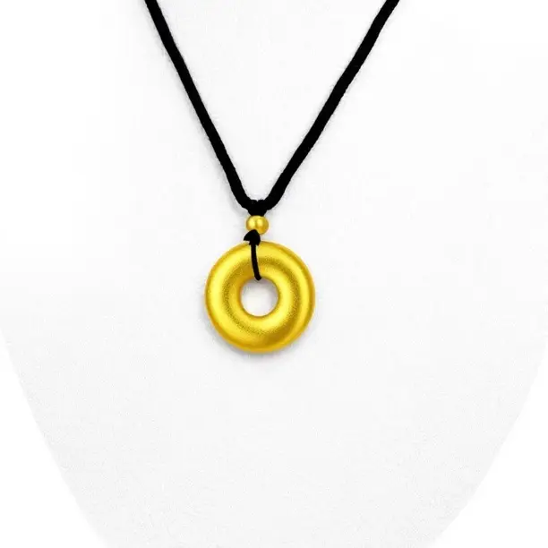 合金合成锆石吊坠 合金平安扣吊坠 时尚编绳情侣款复古素圈项坠