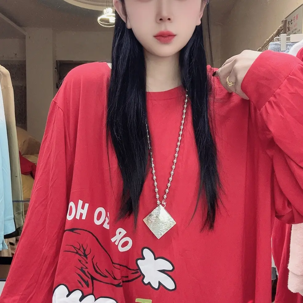 高品质牛奶棉百搭INS风长袖女士T恤