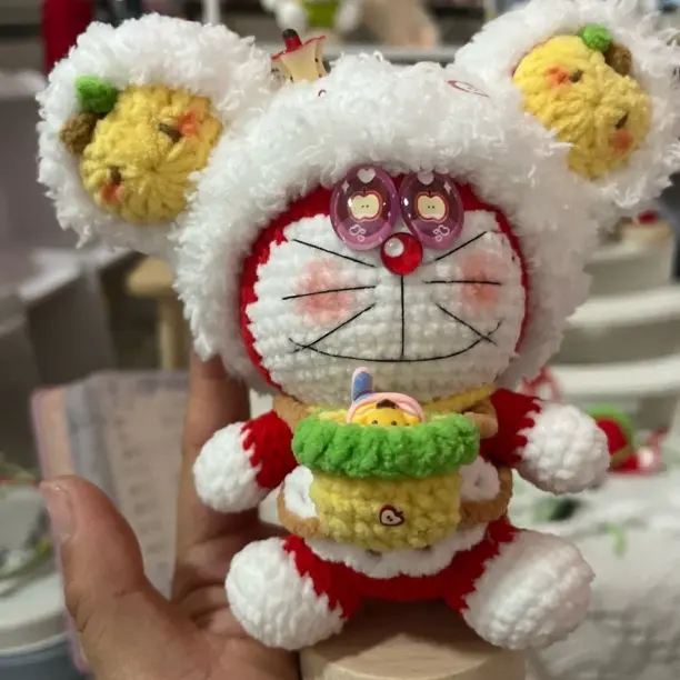 手工钩织哆啦a梦机器猫蓝胖子玩偶