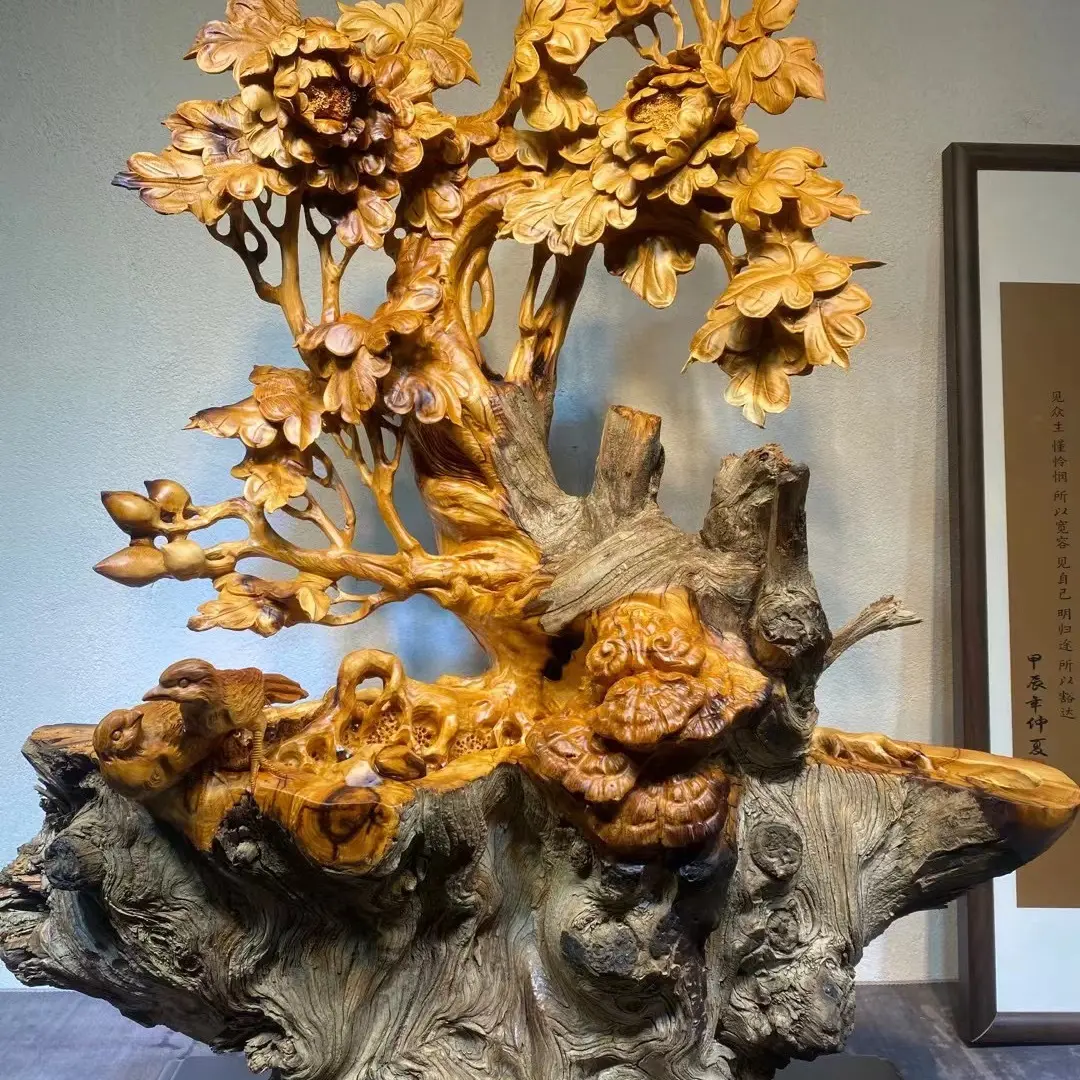 根雕山水花鸟风景木雕摆件客厅家居装饰收藏送礼佳