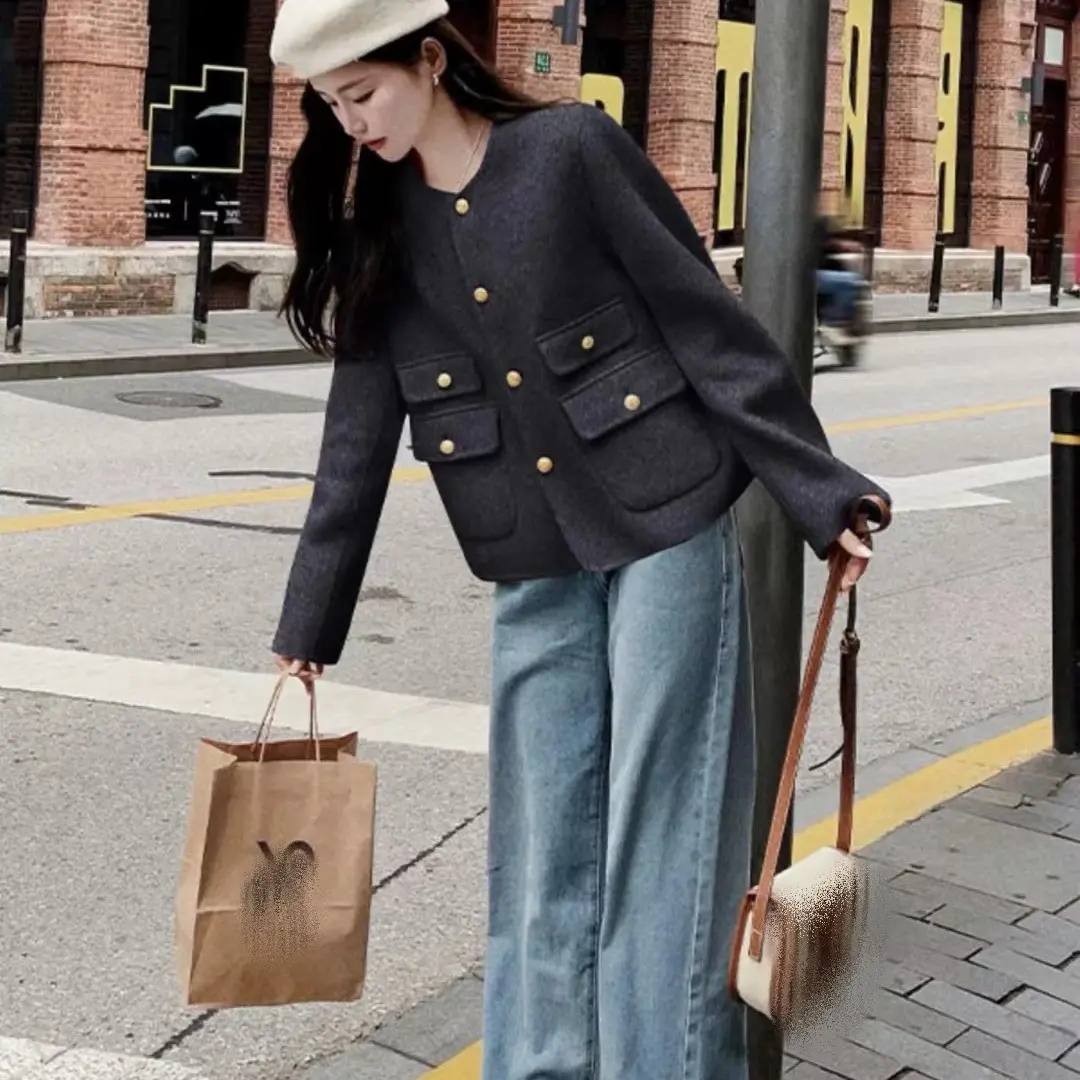 【梅子家】2319高奢短款双面羊毛大衣