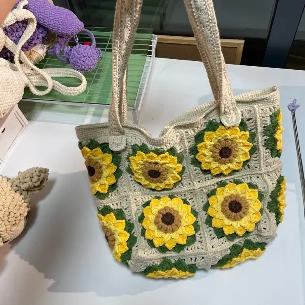 非诚品原创手工钩织编织向日葵手DIY材料钩针包毛线钩织材料包