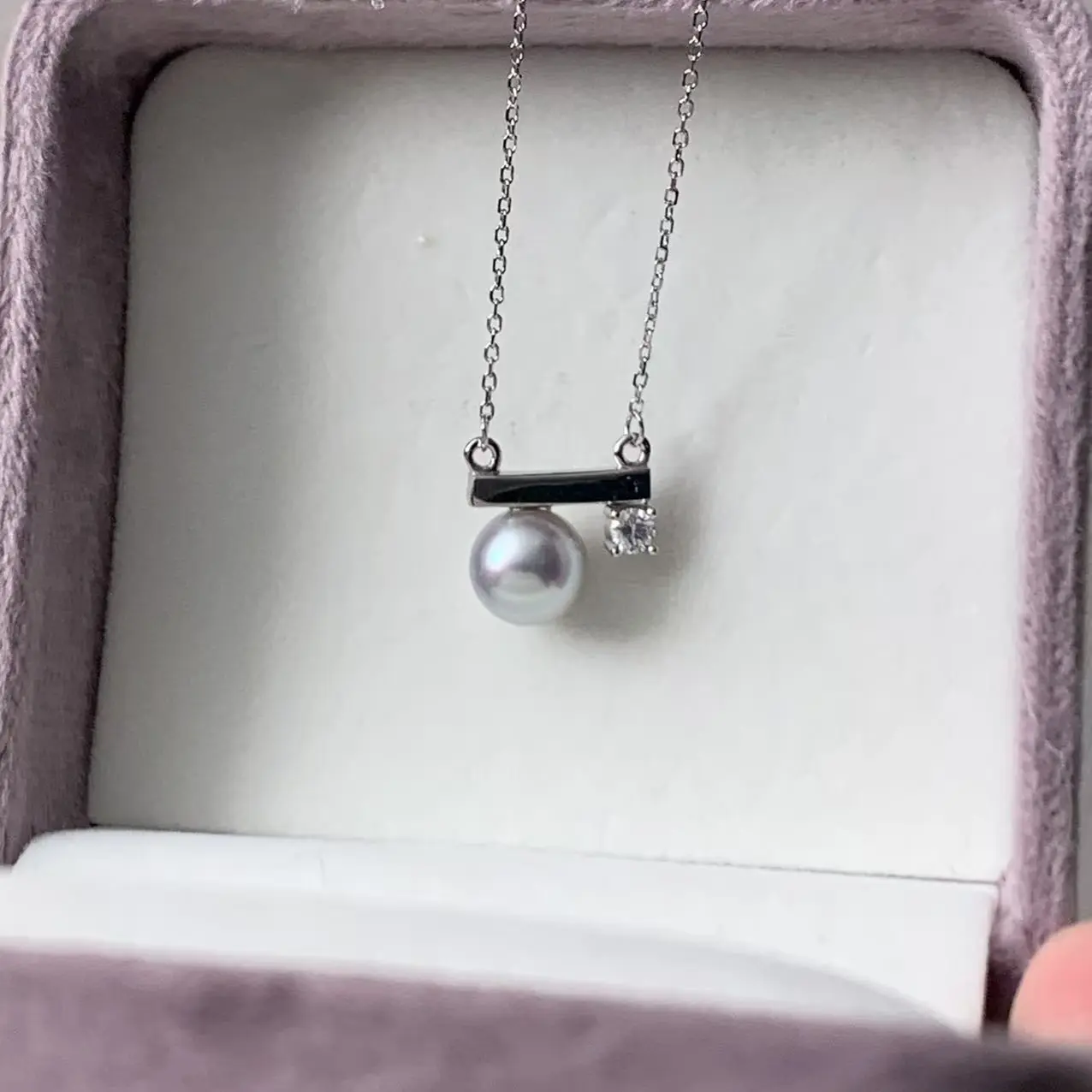 海水真多麻8-9mm极光s925银平衡木 经典时尚