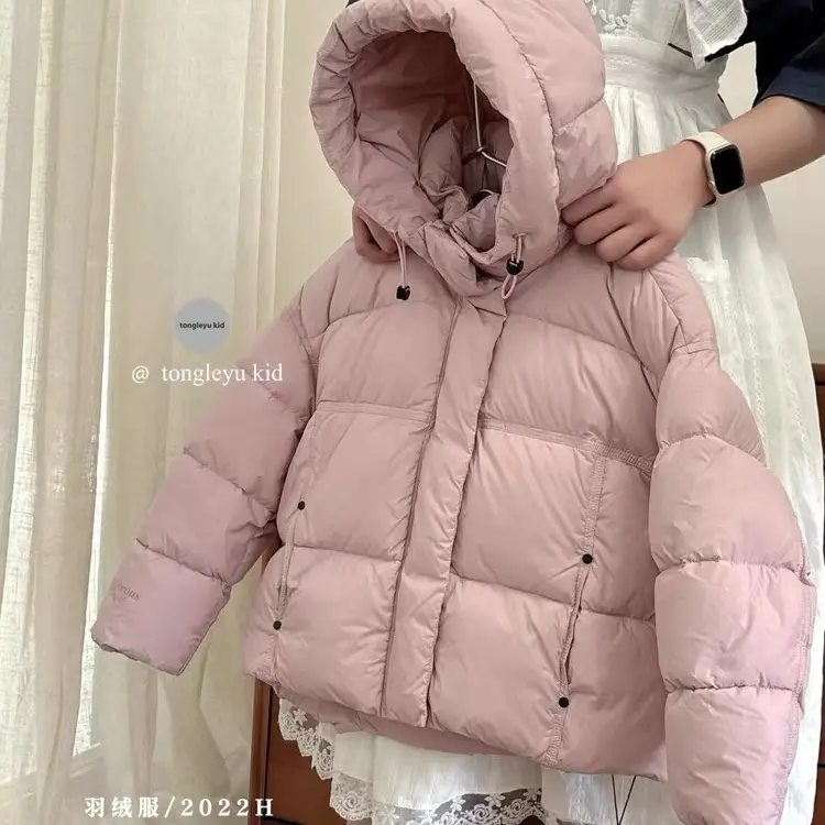 男童女童款韩版糖果色连帽加厚面包冬2022