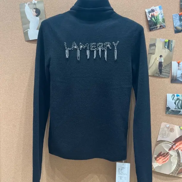 LAMERRY 时尚修身烫钻长袖针织衫