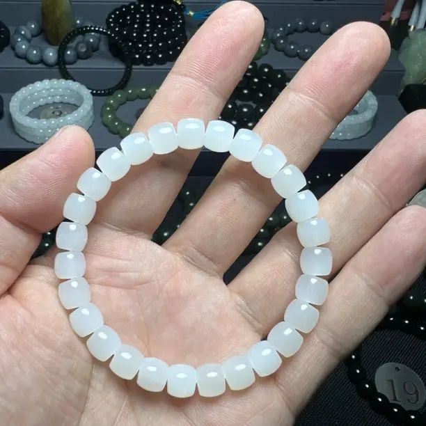 和田玉且末天泰白玉卡10直切手串温润百搭国风精工